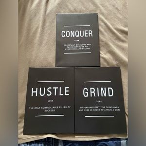 Grind Hustle Conquer Success Wall Art, Motivation Canvas Wall Decor
